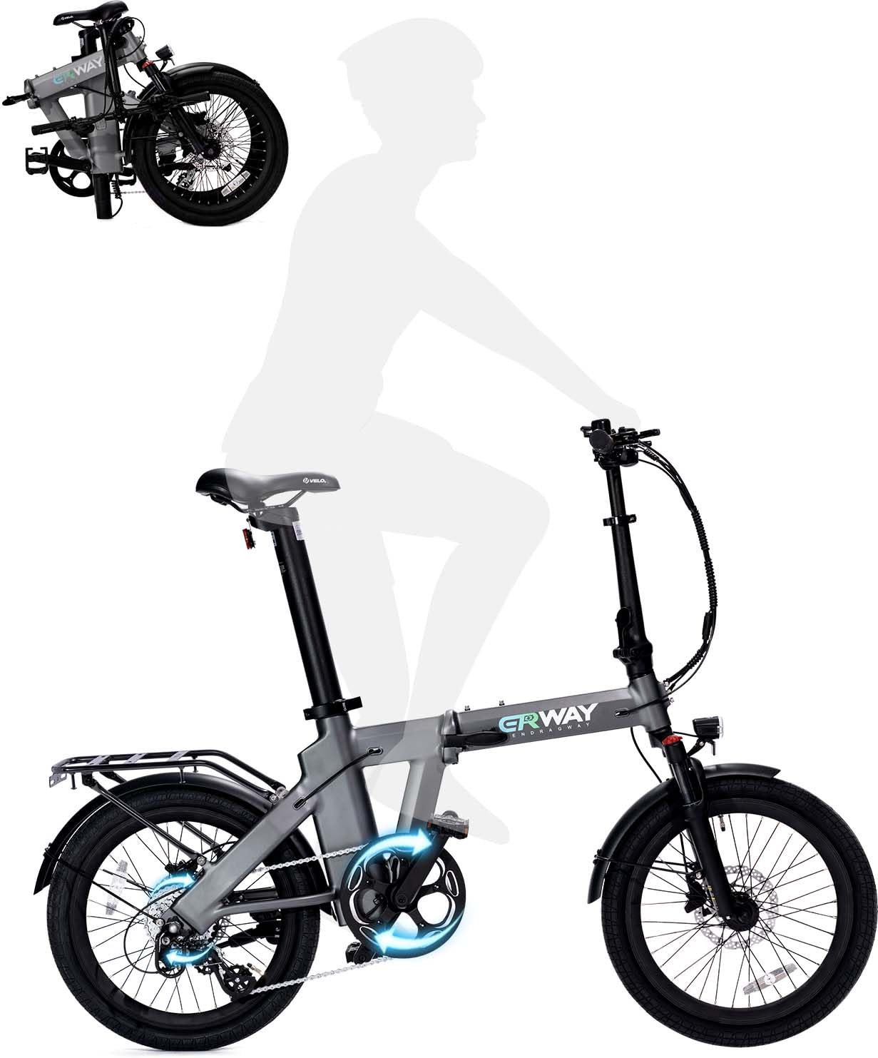 Amazon | ERWAY 電動自動車 電動アシスト自転車 折りたたみ